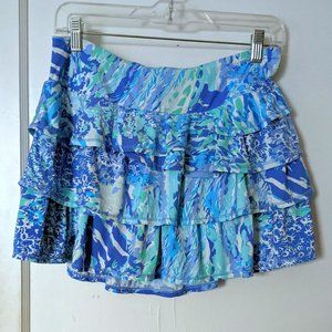 Lilly Pulitzer Luxletic Amira Hey Hey Soleil Tiered Mini Ruffled Skort Size M